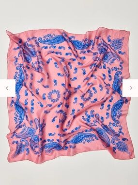 Free People Pink Scarf with Blue Paisley Print
